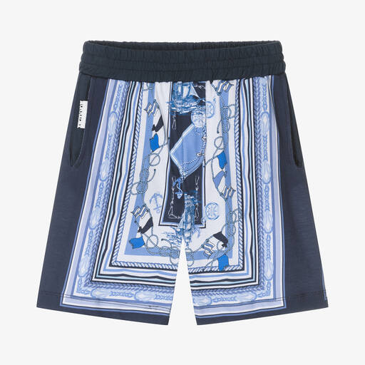 Monnalisa-Boys Blue Cotton Nautical Print Shorts | Childrensalon Outlet