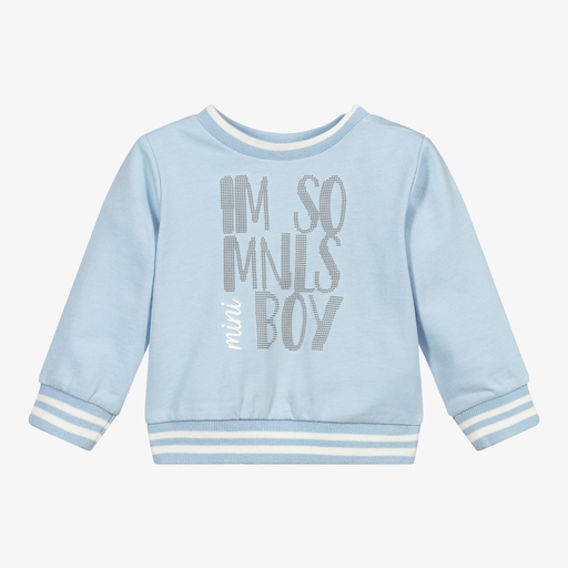 Monnalisa-Boys Blue Cotton Sweatshirt | Childrensalon Outlet