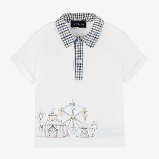 Monnalisa-Boys Cotton Polo Top in White | Childrensalon Outlet