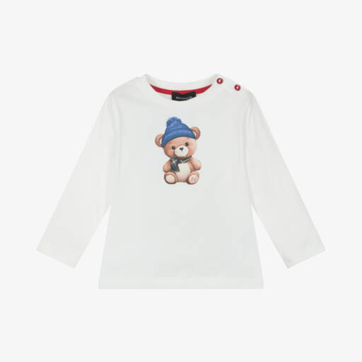 Monnalisa-توب بطبعة دب قطن لون عاجي للمواليد | Childrensalon Outlet