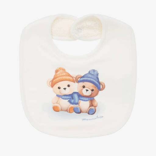 Monnalisa-Boys Cream Teddy Motif Bib | Childrensalon Outlet