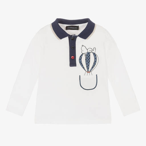 Monnalisa-Polo blanc en coton Peanuts garçon | Childrensalon Outlet