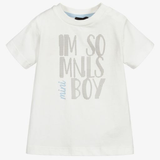 Monnalisa-Белая хлопковая футболка для мальчиков | Childrensalon Outlet