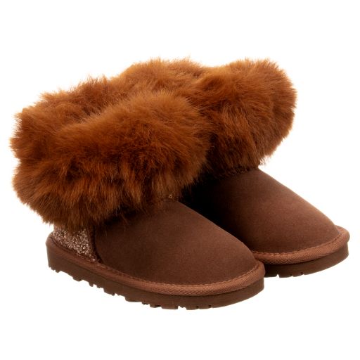 Monnalisa-Braune Wildleder-Stiefeletten | Childrensalon Outlet