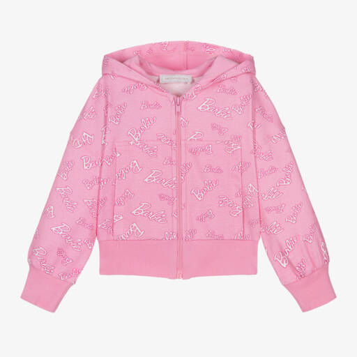Monnalisa-Girls Barbie Pink Jersey Hoodie | Childrensalon Outlet