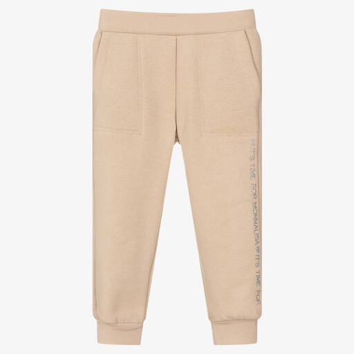 Monnalisa-Girls Beige Diamanté Joggers | Childrensalon Outlet