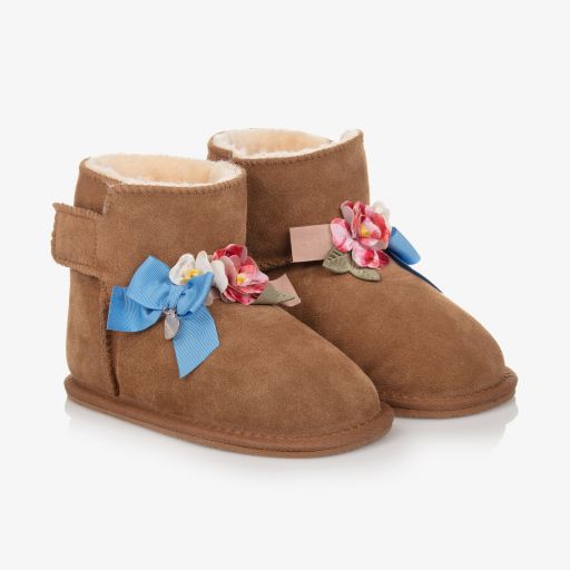 Monnalisa-Girls Beige Faux Suede Boots  | Childrensalon Outlet