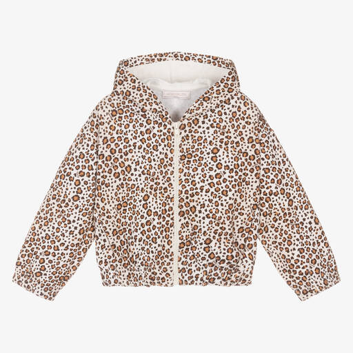 Monnalisa-Girls Beige Leopard Zip-Up Top | Childrensalon Outlet