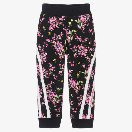 Monnalisa-Girls Black Floral Joggers | Childrensalon Outlet
