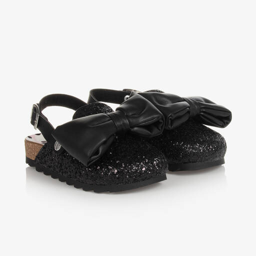 Monnalisa-حذاء كلوغ غليتر لون أسود للبنات | Childrensalon Outlet