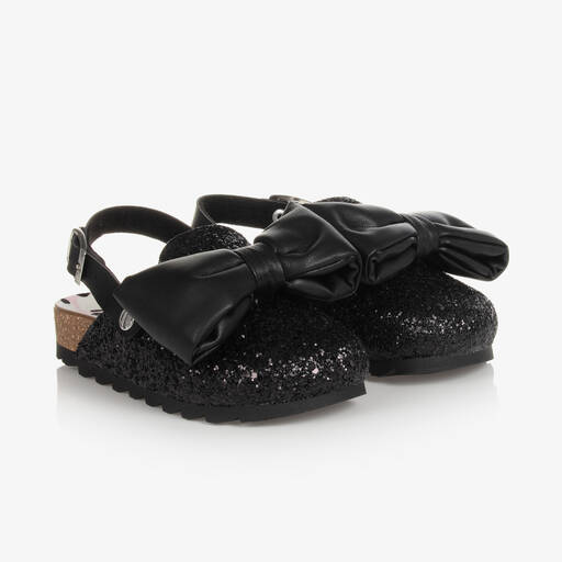 Monnalisa-Girls Black Glitter Clogs | Childrensalon Outlet