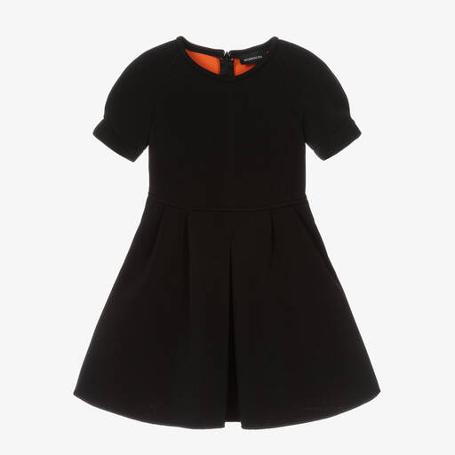 Monnalisa-Schwarzes Neoprenjersey-Kleid für Mädchen | Childrensalon Outlet