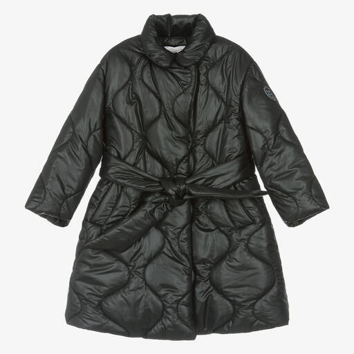 Monnalisa-Girls Black Quilted Padded Coat | Childrensalon Outlet