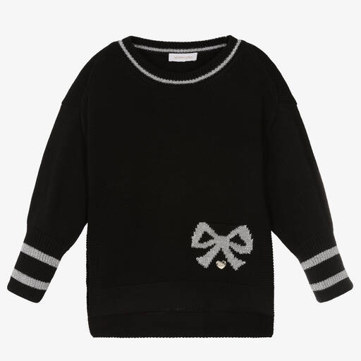 Monnalisa Chic-Girls Black & Silver Knit Sweater | Childrensalon Outlet