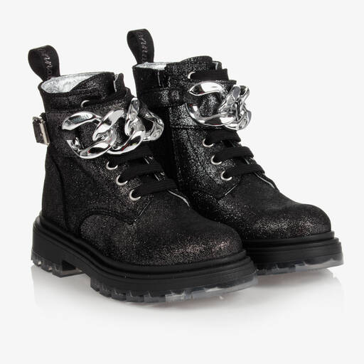 Monnalisa-Черные замшевые ботинки для девочек | Childrensalon Outlet