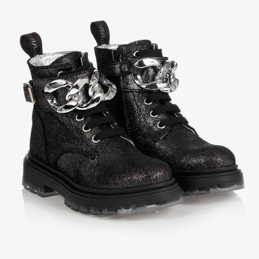 Monnalisa-Bottines noires en daim Fille | Childrensalon Outlet