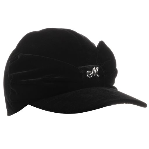 Monnalisa-Girls Black Velvet Cap | Childrensalon Outlet