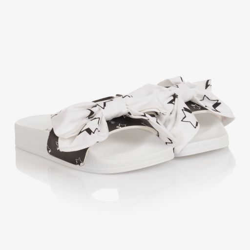 Monnalisa-Girls Black & White Sliders | Childrensalon Outlet