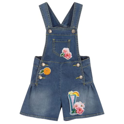 Monnalisa-Girls Blue Chambray Playsuit | Childrensalon Outlet