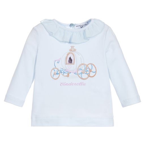 Monnalisa-Girls Blue Cotton Disney Top | Childrensalon Outlet