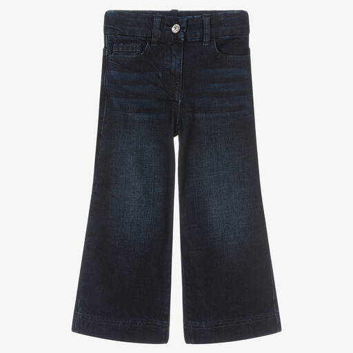 Monnalisa Chic- Blaue Denim-Jeans mit weitem Bein | Childrensalon Outlet