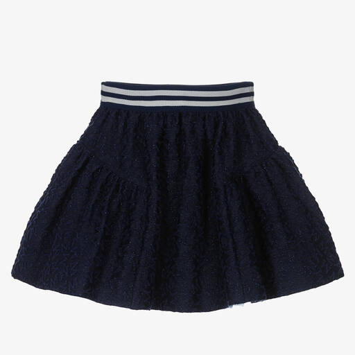 Monnalisa-Girls Blue Logo Jacquard Skirt | Childrensalon Outlet