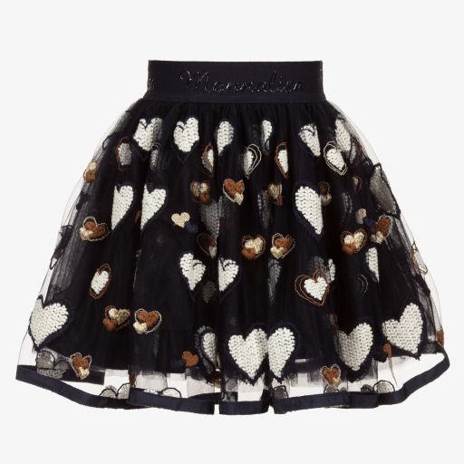 Monnalisa-Girls Blue Tulle Heart Skirt | Childrensalon Outlet
