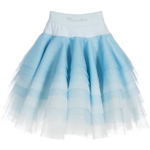 Monnalisa Chic-Girls Blue Tulle Skirt  | Childrensalon Outlet