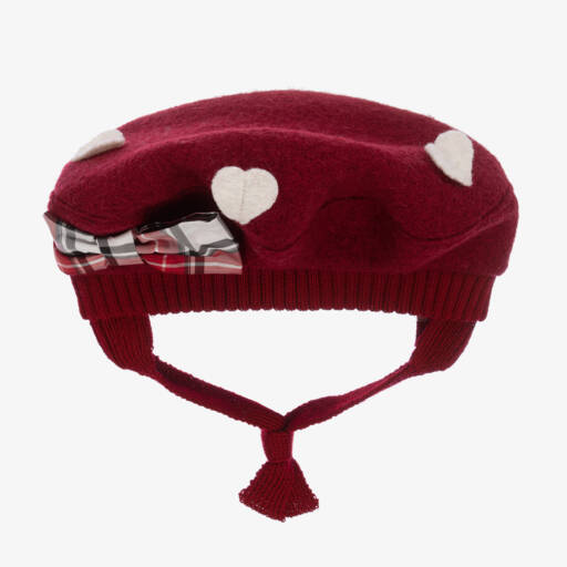 Monnalisa-Girls Burgundy Wool Beret | Childrensalon Outlet