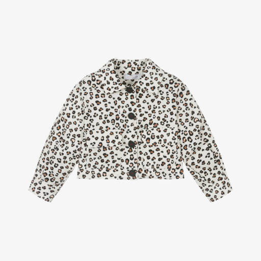 Monnalisa-Girls Cream Leopard Cotton Jacket | Childrensalon Outlet