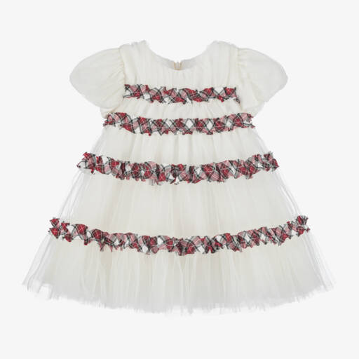 Monnalisa-فستان كشكش تول لون عاجي | Childrensalon Outlet