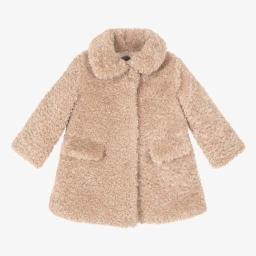 Monnalisa-Girls Creamy Fleece Overcoat | Childrensalon Outlet