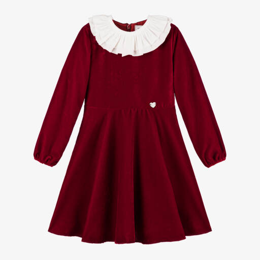 Monnalisa-Girls Crimson Velvet Frock | Childrensalon Outlet