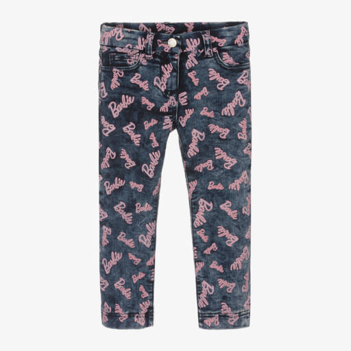 Monnalisa-Girls Denim Barbie Logo Jeans | Childrensalon Outlet