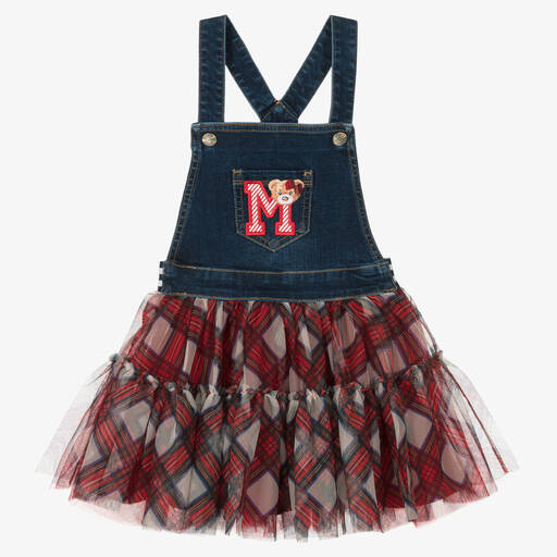 Monnalisa-Girls Denim Pinafore Dress  | Childrensalon Outlet
