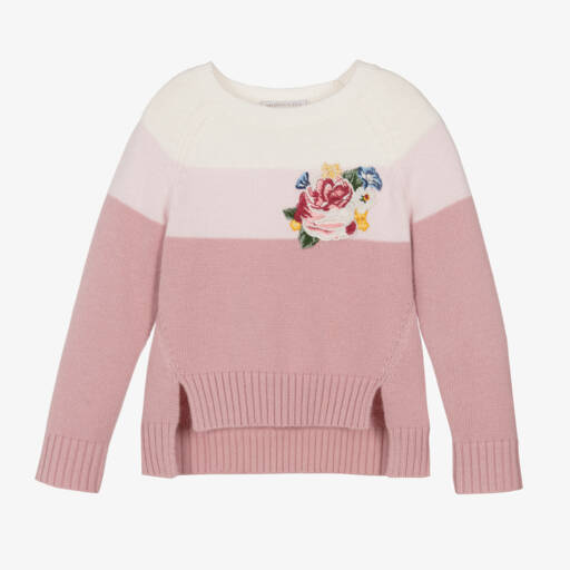 Monnalisa-Girls Dusky Pink Wool Sweater | Childrensalon Outlet