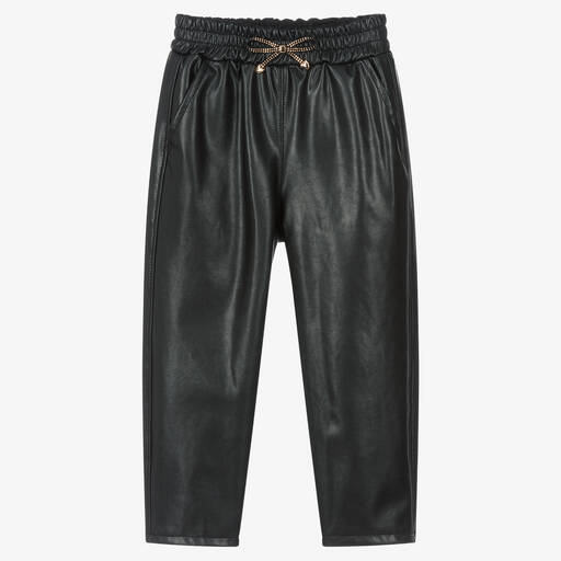 Monnalisa-Girls Faux Leather Trousers | Childrensalon Outlet