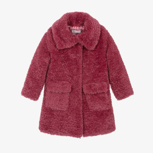 Monnalisa-Girls Fluffy Pink Overcoat | Childrensalon Outlet