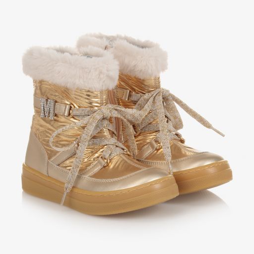 Monnalisa-Girls Gold Boots | Childrensalon Outlet