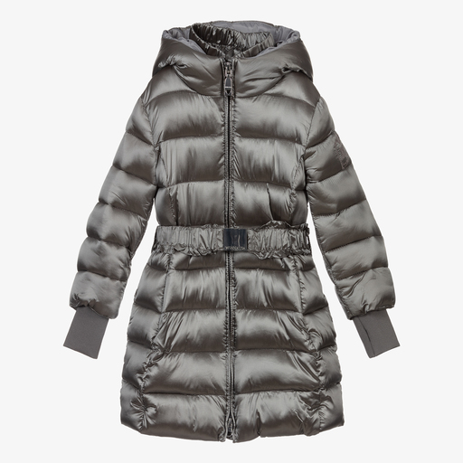 Monnalisa-Girls Grey Puffer Coat | Childrensalon Outlet