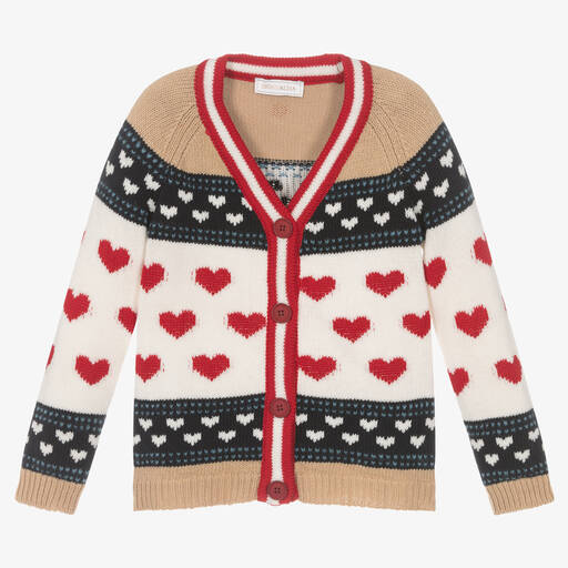 Monnalisa-Girls Ivory & Beige Wool Cardigan | Childrensalon Outlet