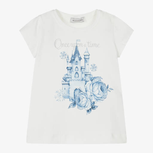 Monnalisa-Girls Ivory Cotton Castle Tee | Childrensalon Outlet