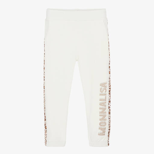 Monnalisa-Girls Ivory Cotton Joggers | Childrensalon Outlet