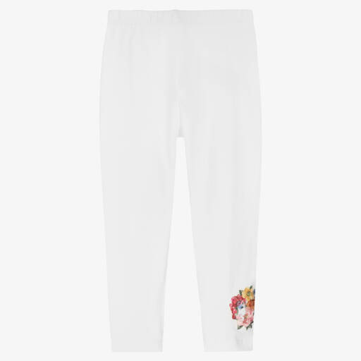 Monnalisa-Girls Ivory Cotton Leggings | Childrensalon Outlet