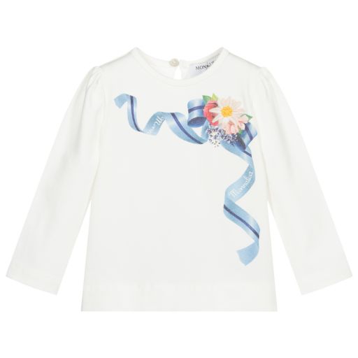 Monnalisa-Girls Ivory Cotton Top | Childrensalon Outlet