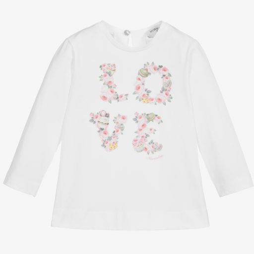 Monnalisa-Кремовый хлопковый топ для девочек | Childrensalon Outlet
