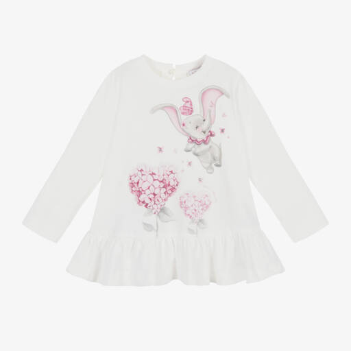 Monnalisa-Girls Ivory Dumbo Cotton Tunic | Childrensalon Outlet