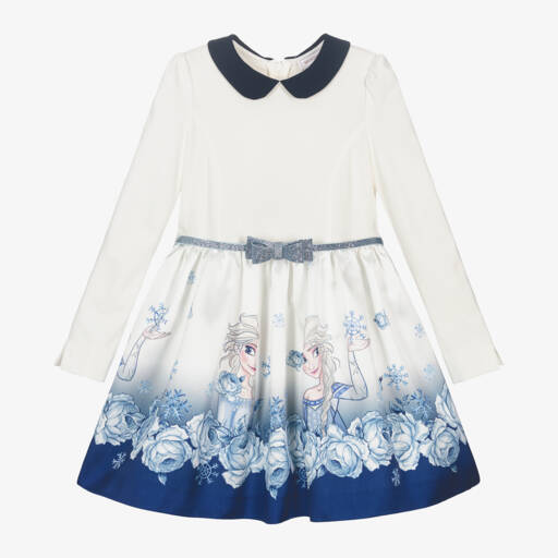 Monnalisa-فستان بطبعة ديزني قطن لون عاجي | Childrensalon Outlet