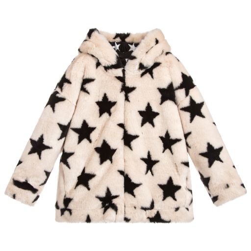 Monnalisa-Girls Ivory Faux Fur Jacket | Childrensalon Outlet