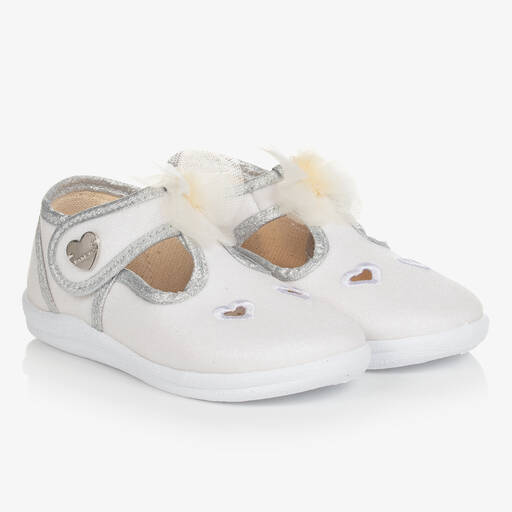Monnalisa-حذاء قطن غليتر لون عاجي للبنات | Childrensalon Outlet